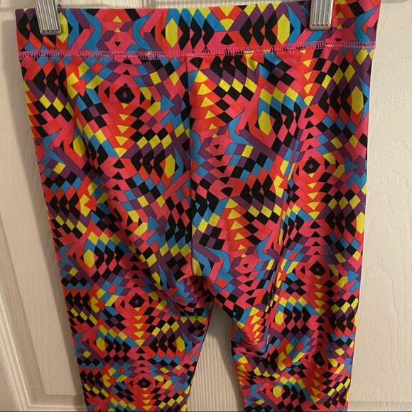 Justice Girls’ Size 10 Bright Retro 80s Leggings Multicolor Pink Yellow Black - Picture 4 of 7